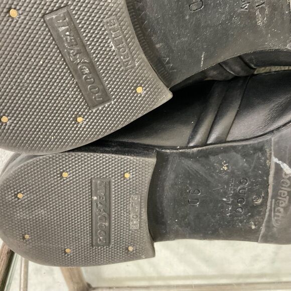 VINTAGE GUCCI BLACK smooth soft LEATHER LOAFERS Men’s Size 9D - Picture 13 of 16